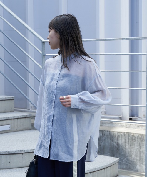 COLONY 2139（コロニートゥーワンスリーナイン）の「シアーバンドカラー長袖シャツ（シャツ/ブラウス・レディース・イエロー/ライトグレー/ホワイト/ブラック/ブラウン/ベージュ・FREE）」の18枚目の写真