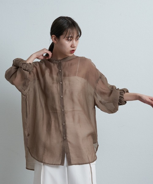 COLONY 2139（コロニートゥーワンスリーナイン）の「シアーバンドカラー長袖シャツ（シャツ/ブラウス・レディース・イエロー/ライトグレー/ホワイト/ブラック/ブラウン/ベージュ・FREE）」の14枚目の写真