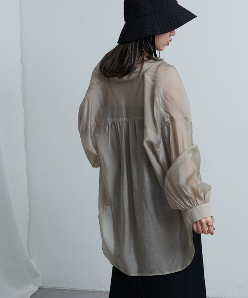 COLONY 2139（コロニートゥーワンスリーナイン）の「シアーバンドカラー長袖シャツ（シャツ/ブラウス・レディース・イエロー/ライトグレー/ホワイト/ブラック/ブラウン/ベージュ・FREE）」の19枚目の写真