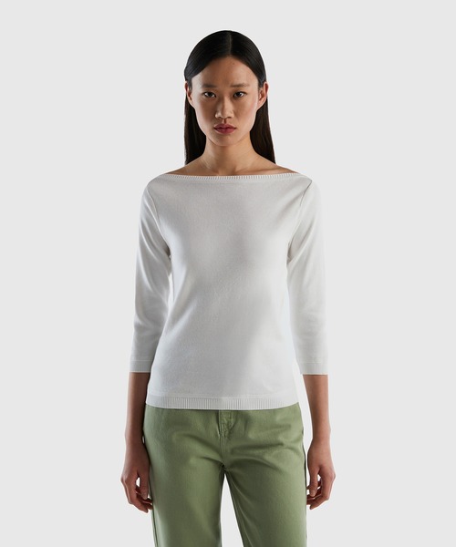 ユナイテッド カラーズ オブ ベネトン UNITED COLORS OF BENETTON. フルーティパターンショート丈ノースリーブニット・セーター BENETTON (UNITED COLORS OF BENETTON)（ベネトンユナイテッド