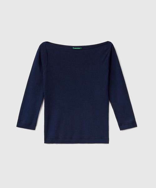 BENETTON (UNITED COLORS OF BENETTON)(ベネトンユナイテッドカラーズオブベネトン)の「コットン100%無地ボートネック7分袖ニットセーター(ニット/セーター・レディース・ホワイト/ネイビー/ベージュ/レッド/グリーン・LARGE/SMALL/MEDIUM/X-SMALL)」の19枚目の写真
