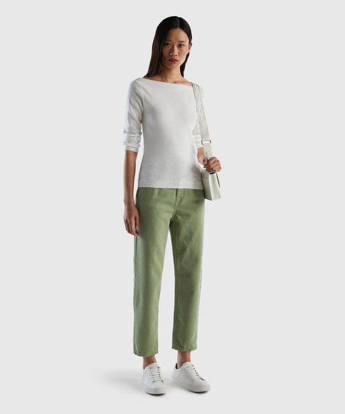 BENETTON (UNITED COLORS OF BENETTON)(ベネトンユナイテッドカラーズオブベネトン)の「コットン100%無地ボートネック7分袖ニットセーター(ニット/セーター・レディース・ホワイト/ネイビー/ベージュ/レッド/グリーン・LARGE/SMALL/MEDIUM/X-SMALL)」の15枚目の写真