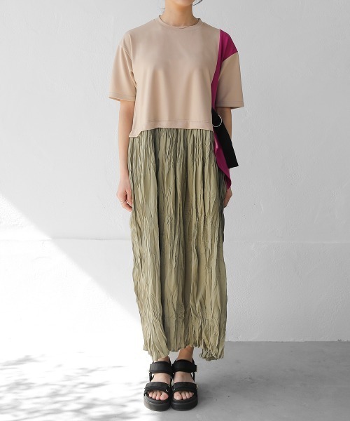 Bou Jeloud（ブージュルード）の「【はあちゅう×Bou Jeloud】ワッシャードッキングワンピース（ワンピース・レディース・ベージュ/ブラック/チャコールグレー・TL/38）」の13枚目の写真