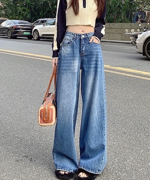 SHEENA(シーナ)の「デニムワイドバギーパンツ(デニムパンツ・レディース・ブルー・S/M/L)」の3枚目の写真