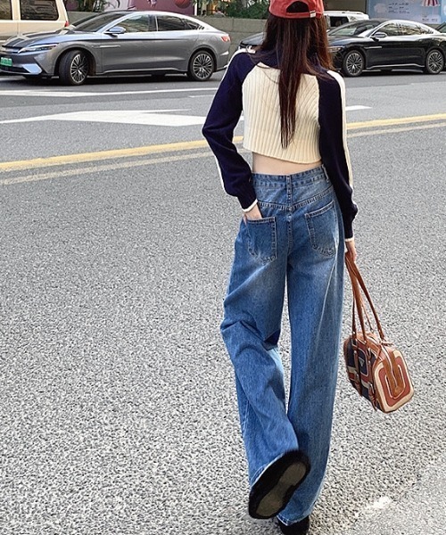 SHEENA(シーナ)の「デニムワイドバギーパンツ(デニムパンツ・レディース・ブルー・S/M/L)」の6枚目の写真