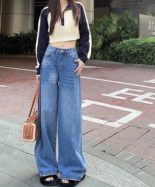 SHEENA(シーナ)の「デニムワイドバギーパンツ(デニムパンツ・レディース・ブルー・S/M/L)」の10枚目の写真