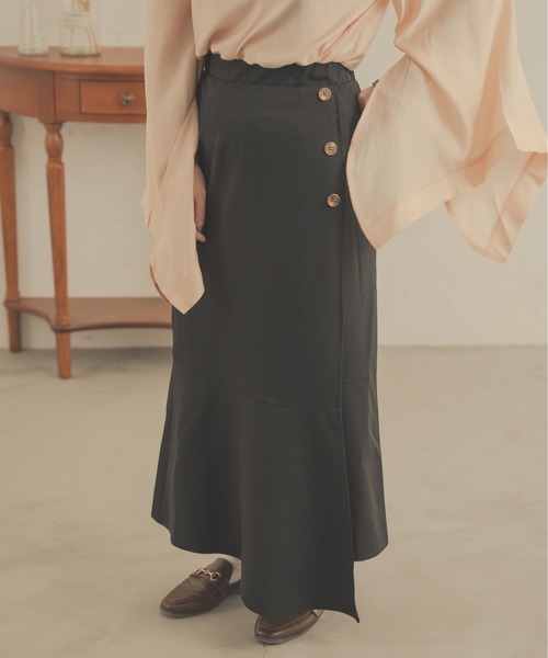 Ambre Neige(アンブルネージュ)の「アシメマーメイドラップスカート/【WEB/EC限定商品】(スカート・レディース・ダークブラウン/ベージュ/ブラック・SMALL/MEDIUM)」の4枚目の写真