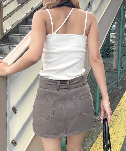 SHAGGIE(シャギー)の「【カップ付き】アシメントリーリブカットキャミソール(キャミソール・レディース・グレー/ナチュラル/カーキ/ブラック・FREE)」の6枚目の写真