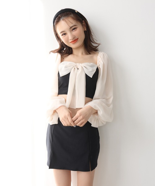 one after another NICE CLAUP(ワンアフターアナザーナイスクラップ)の「【めざましTVで紹介】フロントリボンsweimwear /レディース水着(水着・レディース・ブラック/ベージュ・FREE)」の17枚目の写真