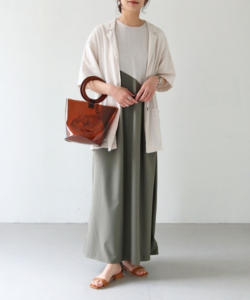 HER CLOSET（ハークローゼット）の「【shemoshelly】WEB限定配色カーブスウィッチワンピース（ワンピース・レディース・キナリ/グレー/チャコールグレー・M）」の11枚目の写真