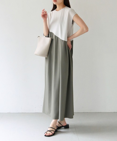 HER CLOSET（ハークローゼット）の「【shemoshelly】WEB限定配色カーブスウィッチワンピース（ワンピース・レディース・キナリ/グレー/チャコールグレー・M）」の6枚目の写真