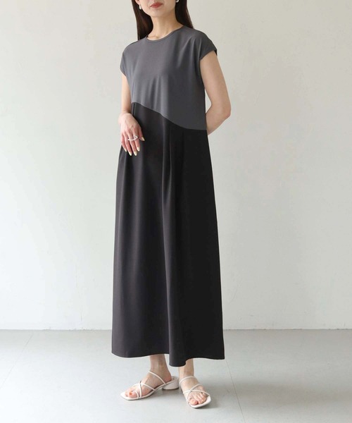 HER CLOSET（ハークローゼット）の「【shemoshelly】WEB限定配色カーブスウィッチワンピース（ワンピース・レディース・キナリ/グレー/チャコールグレー・M）」の14枚目の写真