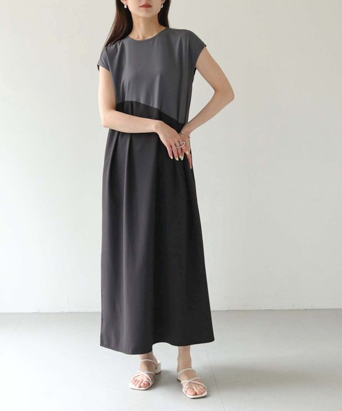 HER CLOSET（ハークローゼット）の「【shemoshelly】WEB限定配色カーブスウィッチワンピース（ワンピース・レディース・キナリ/グレー/チャコールグレー・M）」の17枚目の写真