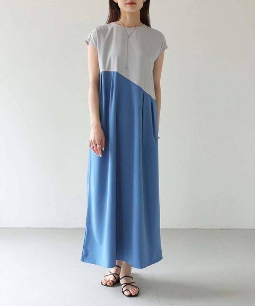 HER CLOSET（ハークローゼット）の「【shemoshelly】WEB限定配色カーブスウィッチワンピース（ワンピース・レディース・キナリ/グレー/チャコールグレー・M）」の21枚目の写真