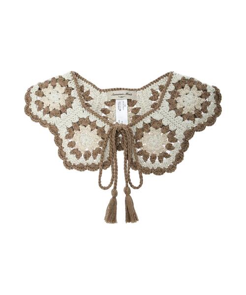 Samansa Mos2（サマンサ モスモス）の「クロシェニット付け襟（ストール/ショール・レディース・ブラウン/ベージュ/モカ・ﾌﾘ-）」の2枚目の写真