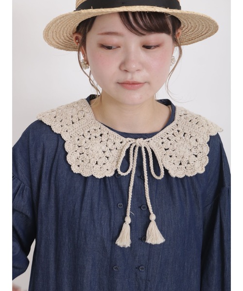 Samansa Mos2（サマンサ モスモス）の「クロシェニット付け襟（ストール/ショール・レディース・ブラウン/ベージュ/モカ・ﾌﾘ-）」の3枚目の写真