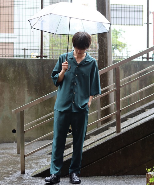 セール】オープンカラー ドルマンスリーブ シャツ＆テーパードパンツ