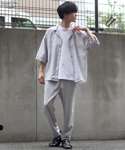 セール】オープンカラー ドルマンスリーブ シャツ＆テーパードパンツ