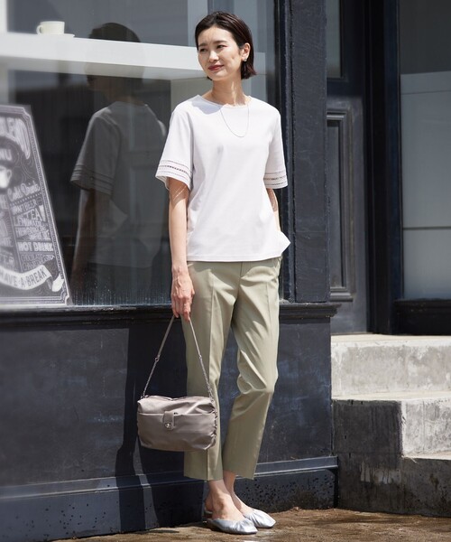 J.PRESS LADIES L UVケア・接触冷感コンパクトコットン セール】【接触冷感・UVケア】コンパクトコットンスムース 刺繍