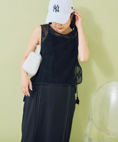 CIAOPANIC TYPY(チャオパニックティピー)の「【india】レースベスト付き配色ステッチキャミワンピース(ワンピース・レディース・ホワイト/ブラック/オレンジ/ブルー・ONE SIZE)」の20枚目の写真