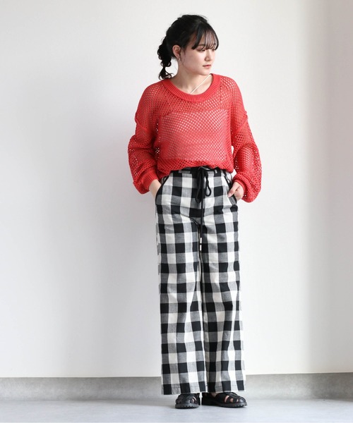 cepo(セポ)の「ブロックチェックワイドパンツ(その他パンツ・レディース・ブラック×ホワイト・S/M/L)」の5枚目の写真