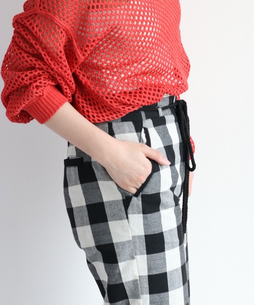 cepo(セポ)の「ブロックチェックワイドパンツ(その他パンツ・レディース・ブラック×ホワイト・S/M/L)」の11枚目の写真