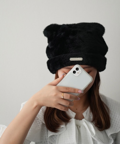 ALTROSE（アルトローズ）の「ニット帽 ファー ねこみみ Y2K（ニットキャップ/ビーニー・レディース・ベージュ/ホワイト/ブラック・FREE）」の19枚目の写真