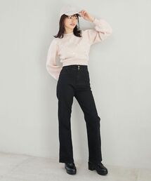 美脚フレアデニムパンツ