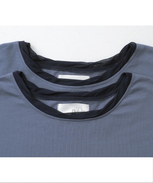 n'OrLABEL(ノアールレーベル)の「シアー×カットソー異素材MIXロンT(Tシャツ/カットソー・レディース・グレイッシュベージュ/グレイッシュブルー/ブラック・2/1)」の21枚目の写真