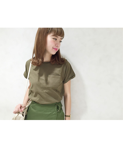 Chico（チコ）の「ポケットT（Tシャツ/カットソー・レディース・ホワイト/ネイビー/モスグリーン/グレー・FREE）」の3枚目の写真