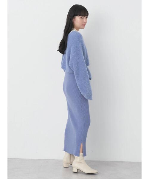 earth music&ecology(アースミュージックアンドエコロジー)の「SET2点シャギーニット+リブワンピース(ワンピース・レディース・ブラック/グレイッシュベージュ/ブルー・FREE)」の8枚目の写真