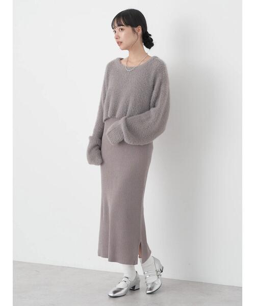 earth music&ecology(アースミュージックアンドエコロジー)の「SET2点シャギーニット+リブワンピース(ワンピース・レディース・ブラック/グレイッシュベージュ/ブルー・FREE)」の10枚目の写真