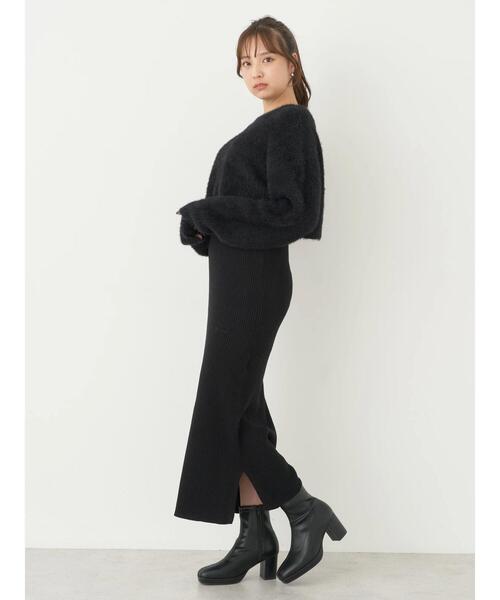 earth music&ecology(アースミュージックアンドエコロジー)の「SET2点シャギーニット+リブワンピース(ワンピース・レディース・ブラック/グレイッシュベージュ/ブルー・FREE)」の13枚目の写真