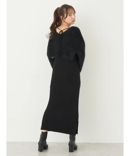 earth music&ecology(アースミュージックアンドエコロジー)の「SET2点シャギーニット+リブワンピース(ワンピース・レディース・ブラック/グレイッシュベージュ/ブルー・FREE)」の14枚目の写真