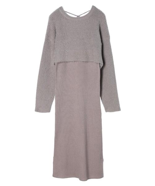 earth music&ecology(アースミュージックアンドエコロジー)の「SET2点シャギーニット+リブワンピース(ワンピース・レディース・ブラック/グレイッシュベージュ/ブルー・FREE)」の22枚目の写真