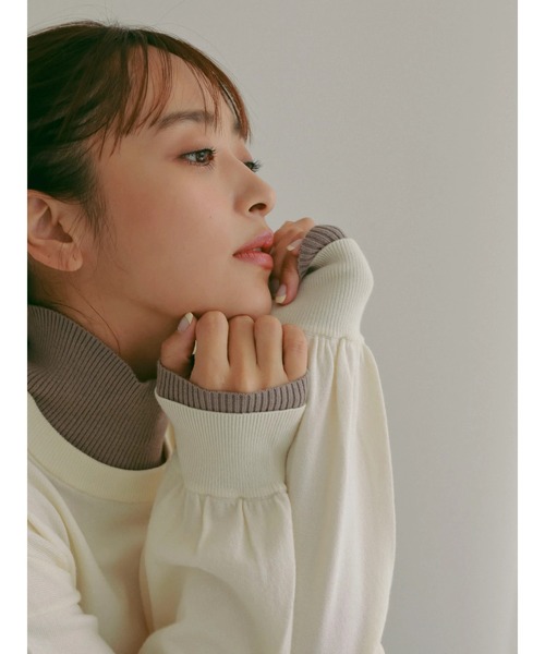 AJUGA.（アジュガ）の「■AJUGA.×GP レイヤードハイネックニット（ニット/セーター・レディース・グレー/ブラック/アイボリー・FREE）」の5枚目の写真