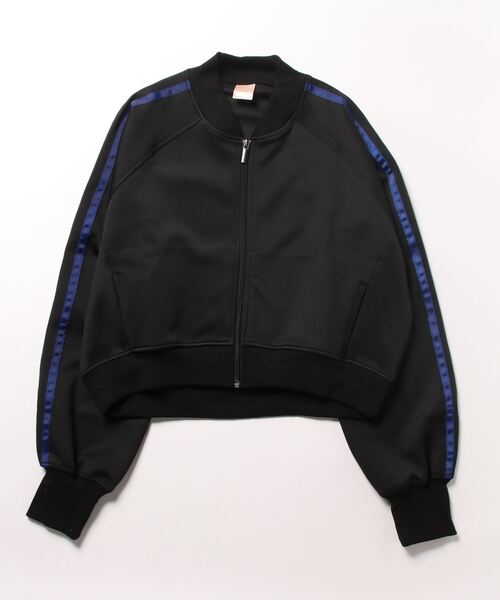 mi via loca（ミヴィアロカ）の「袖ライン　ショートトラックジャケット（ジャージ・レディース・チャコールグレー/ブラック・FREE）」の5枚目の写真