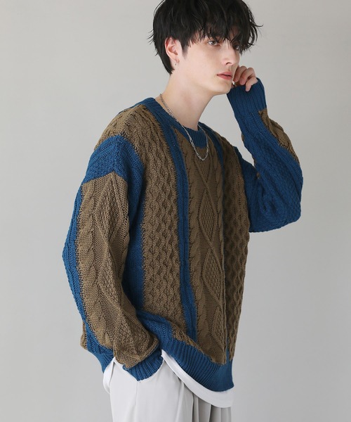 セール】配色ケーブルニット（ニット/セーター）｜ASTRONOMY（アストロ