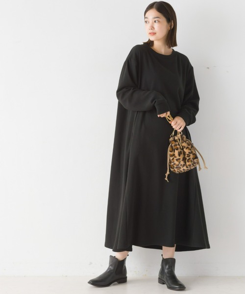 OMNES(オムネス)の「ふわ軽静電気防止マイクロフリースフレアワンピース長袖(ワンピース・レディース・パープル/キャメル/チャコールグレー/ブラック・FREE)」の8枚目の写真