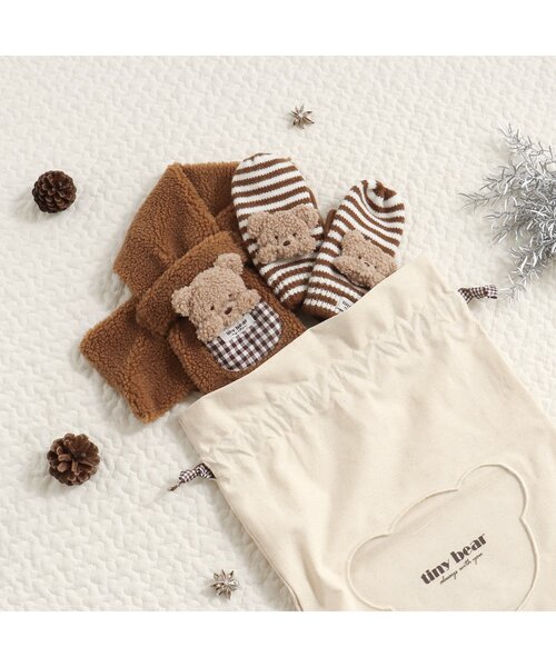 apres les cours（アプレレクール）の「tiny bear 窓付き巾着（ラッピングキット・キッズ・ベージュ・FREE）」の5枚目の写真