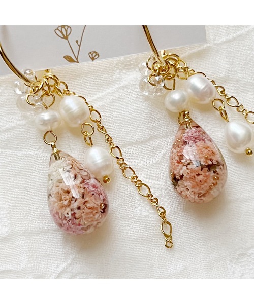 tone(トーン)の「【in the Park】お花のしずく2wayピアス(MA)(ピアス(両耳用)・レディース・ピンク系その他/ブルー系その他・FREE)」の4枚目の写真