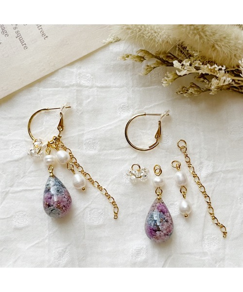 tone(トーン)の「【in the Park】お花のしずく2wayピアス(MA)(ピアス(両耳用)・レディース・ピンク系その他/ブルー系その他・FREE)」の7枚目の写真