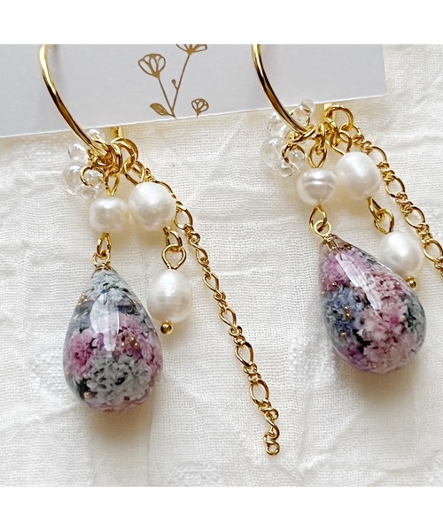 tone(トーン)の「【in the Park】お花のしずく2wayピアス(MA)(ピアス(両耳用)・レディース・ピンク系その他/ブルー系その他・FREE)」の8枚目の写真