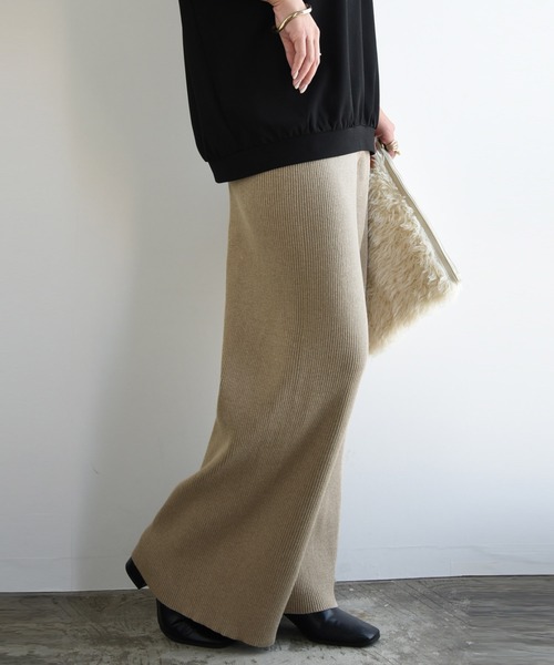 and it_（アンドイット）の「セミワイドリブニットパンツ（その他パンツ・レディース・オレンジ/パープル/ベージュ/ブルー/モカ/ライトグリーン/スモークピンク/ブラック/グリーン・FREE）」の15枚目の写真