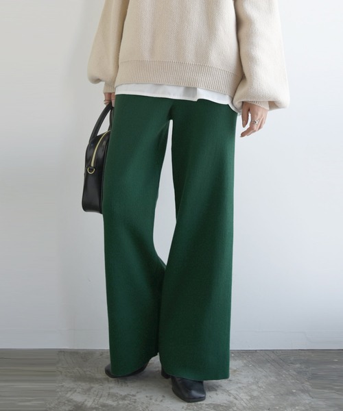 and it_（アンドイット）の「セミワイドリブニットパンツ（その他パンツ・レディース・オレンジ/パープル/ベージュ/ブルー/モカ/ライトグリーン/スモークピンク/ブラック/グリーン・FREE）」の17枚目の写真
