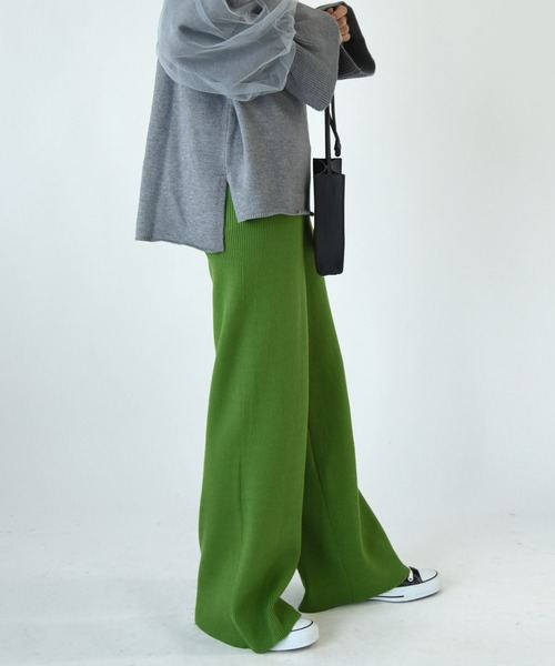 and it_（アンドイット）の「セミワイドリブニットパンツ（その他パンツ・レディース・オレンジ/パープル/ベージュ/ブルー/モカ/ライトグリーン/スモークピンク/ブラック/グリーン・FREE）」の18枚目の写真