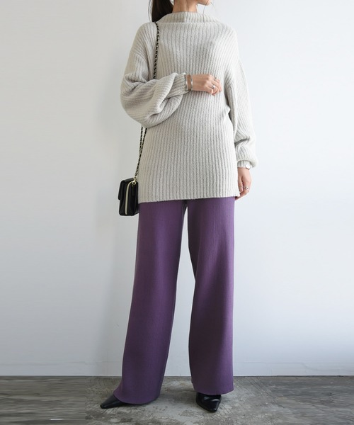 and it_（アンドイット）の「セミワイドリブニットパンツ（その他パンツ・レディース・オレンジ/パープル/ベージュ/ブルー/モカ/ライトグリーン/スモークピンク/ブラック/グリーン・FREE）」の21枚目の写真