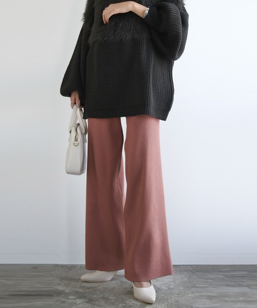 and it_（アンドイット）の「セミワイドリブニットパンツ（その他パンツ・レディース・オレンジ/パープル/ベージュ/ブルー/モカ/ライトグリーン/スモークピンク/ブラック/グリーン・FREE）」の22枚目の写真