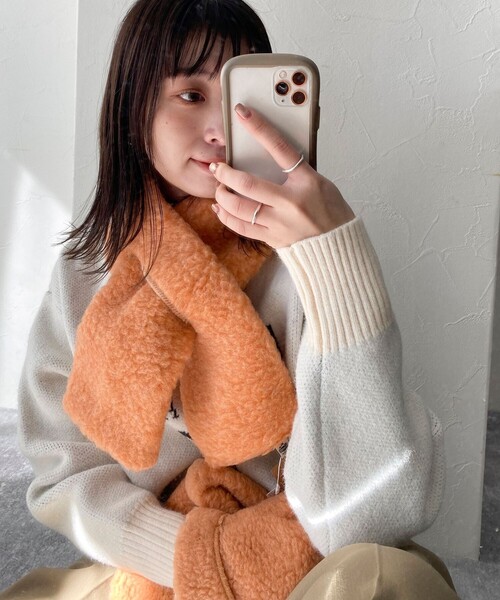 COLD BREAKER(コールドブレーカー)の「【Coldbreaker/コールドブレーカー】ボアティペット(マフラー・レディース・キナリ/サーモンピンク/ライトグレー/ライトブルー/ベージュ・FREE)」の5枚目の写真