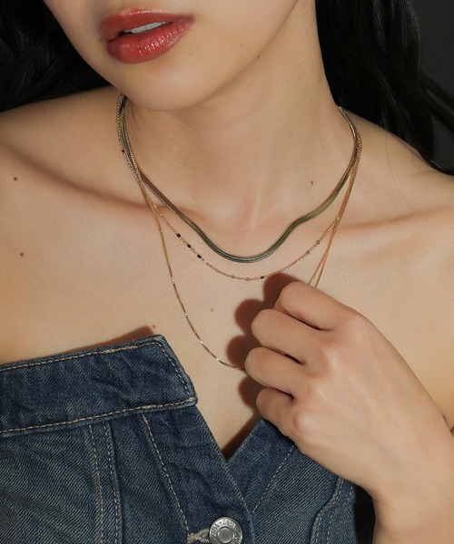 voov（ブーブ）の「3連 チェーン 平スネーク ネックレス（ネックレス・レディース・ゴールド/シルバー・フリー）」の13枚目の写真